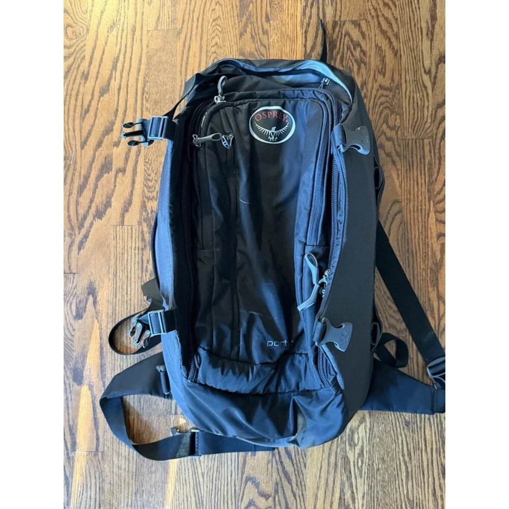 Osprey Porter 46 Travel Backpack Black Carry On Duffel Luggage Bag 46L